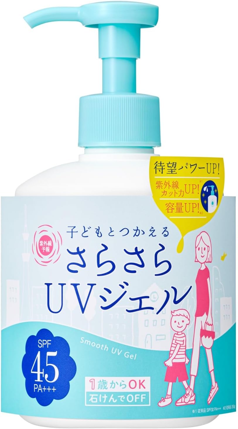 [リニューアル] 紫外線予報 さらさらUVジェルF SPF45 PA+++ 1歳から使える 石けんでOFF 体 顔 日焼けどめ たっぷり ジェル 260g