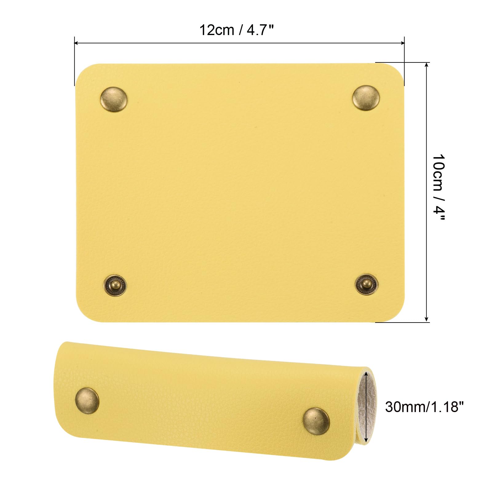 PATIKIL Luggage Handle Wrap, 2 Pack PU Handbag Grip Cover Protector Identifier with Clasp for Suitcase Grocery Shopping Bag Yellow - Image 2
