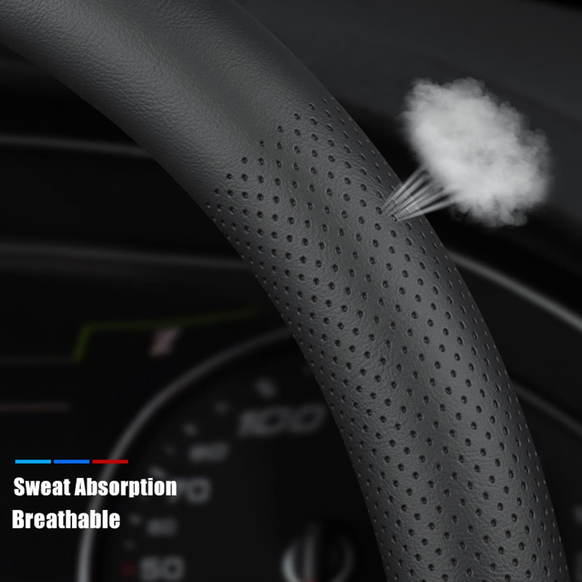 XHRING Funda para Volante de Coche en Forma de D para Mercedes Benz C300 GLC 300 GLC300 A/B/E/S/GLA/GLB/GLC/GLE/GLK/CLA, Accesorios de Volante en Forma de D, Cuero Negro