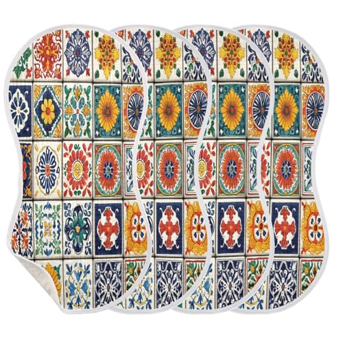 Kigai Mexican Tile Baby Burp Cloths Extra Soft and Absorbent Burping Rags Cotton Burping Clothes Baby Washcloths for Newborn Boys Girls - 2 Pack3