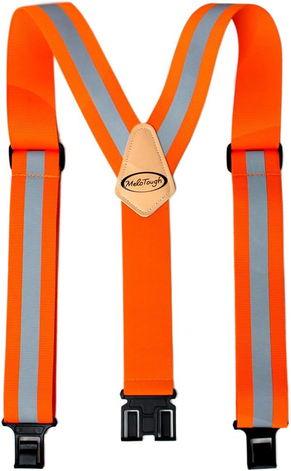 MELOTOUGH Suspenders with Non-Metal End Clip Reflective Safety Belt Clip