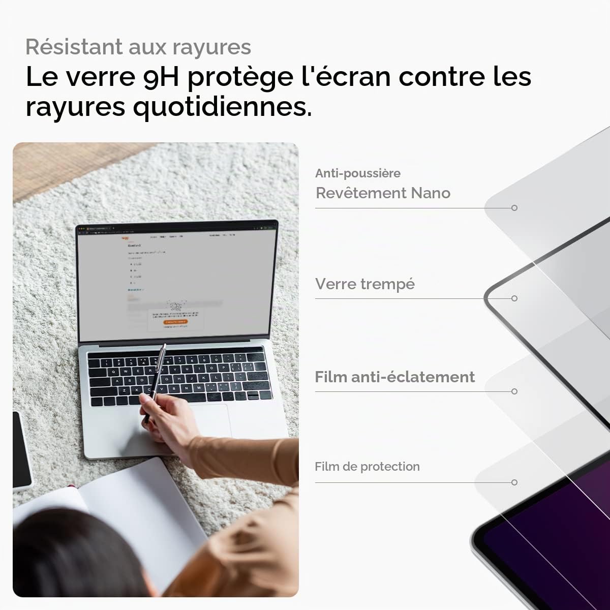 Spigen Glas.tR Slim Verre trempé pour MacBook Pro 14 Pouces (M5 Pro/M5 Pro Max(2026)/M5(2025)/M4 series/M3 series/M2 series/M1 series), Couverture complète, Extreme Résistant aux Rayures, Ultra Claire