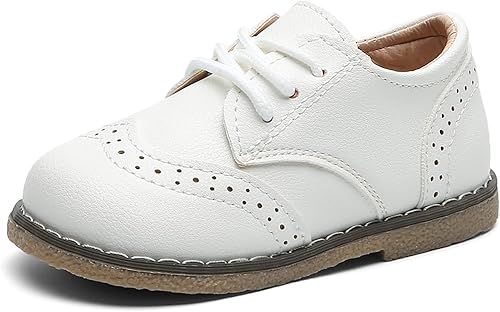 DADAWEN - Zapatos de vestir para niña con cordones para uniforme de Oxford, cómodos, mocasines (niños pequeños)