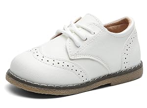 DADAWEN Toddler Boys Girls Dress Shoes Comfort Oxford Shoes Wedding Church Dress Shoes Lace Up School Uniform Loafer