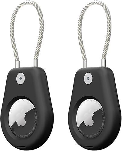 Paquete de 2 fundas para llavero AirTag con cable, ligera, antiarañazos, segura para AirTag, llavero, etiqueta de equipaje para llaves, equipaje,