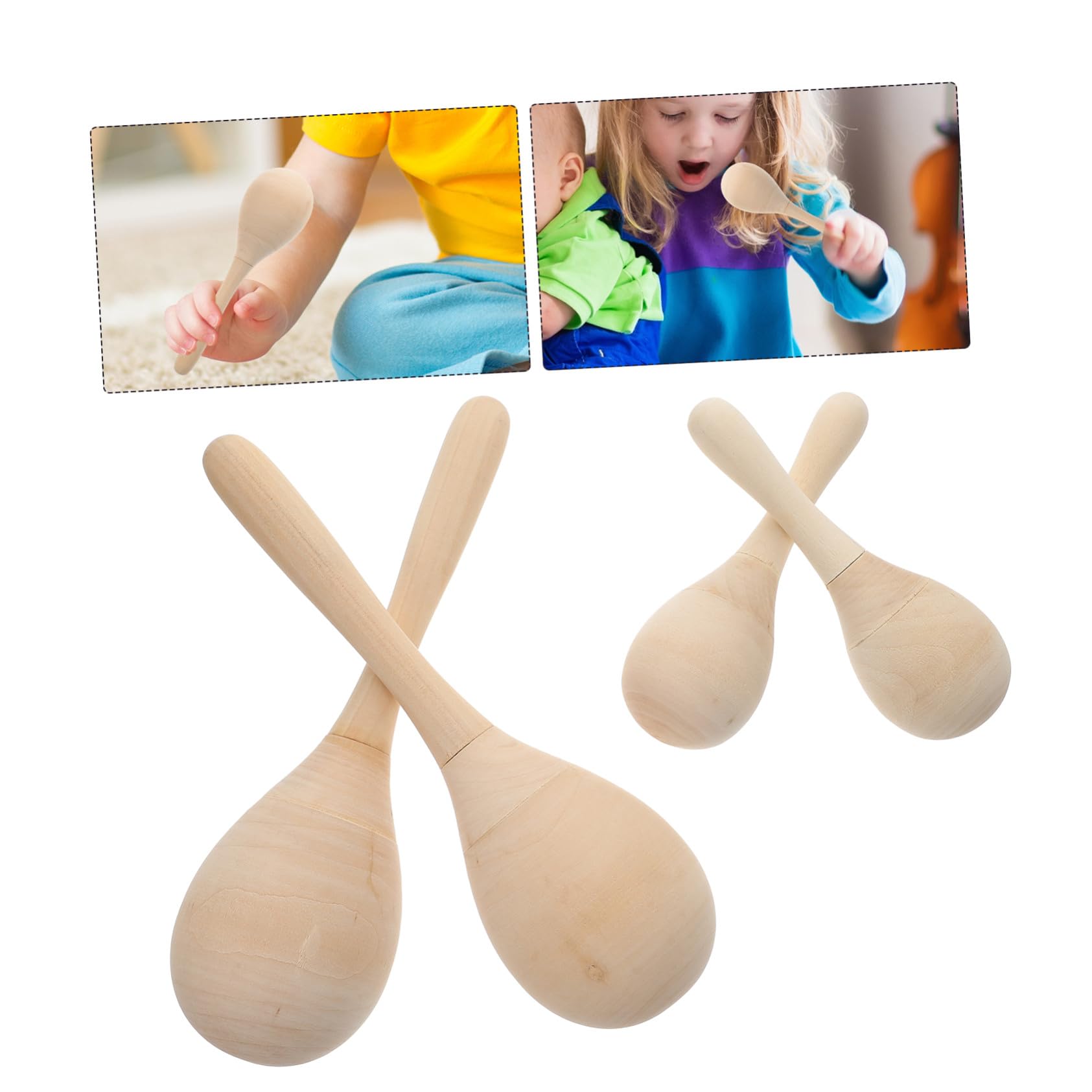 SUPVOX Maracas in Legno da Dipingere 12 Pezzi Set, Giocattolo Musicale per Ragazzo Ragazza Piccoli, Strumenti di Percussione per Feste e Scuola, Maracas Fai da Te per Lavoretti Creativi