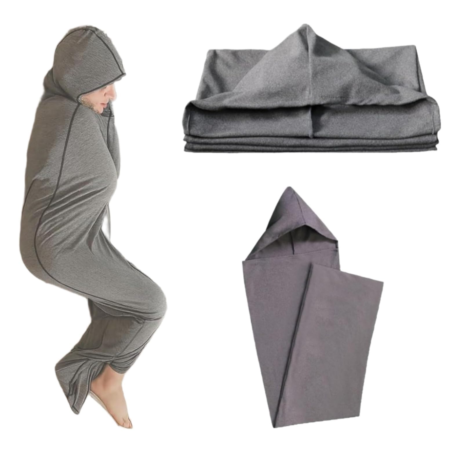 Coperta indossabile con cappuccio, sacco a pelo per adulti e bambini, morbida, per pisolini, viaggi, campeggio e casa