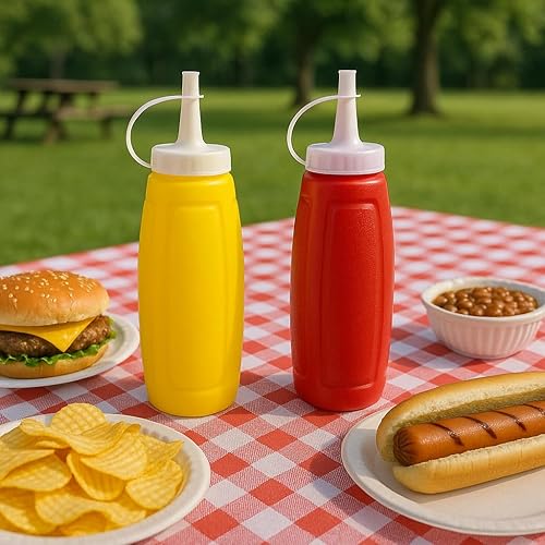 Miniatura 2 de Dependable Industries inc. Essentials Juego de 2 condimentos de aderezo de ensalada de salsa de tomate de mostaza exprimible de plástico, 12 onzas