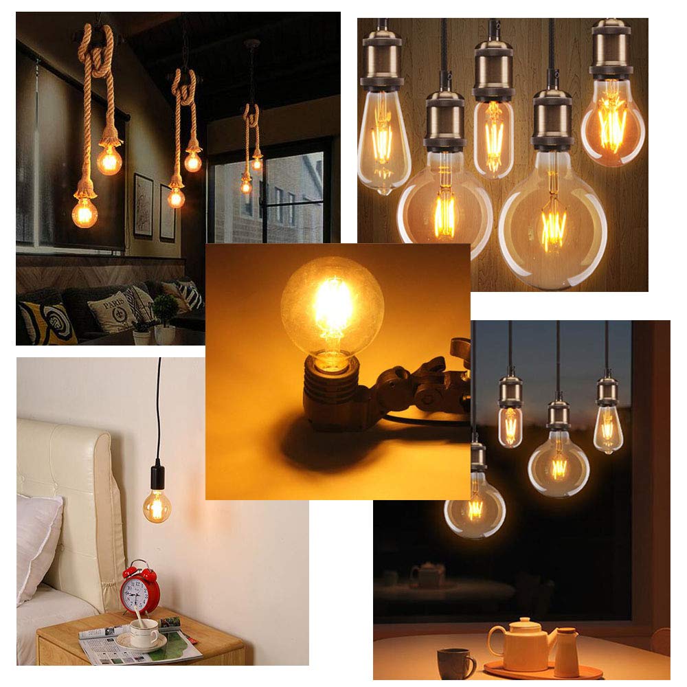 8 Packungen G95 LED-Glühlampe, Nicht Dimmbare Vintage E27-Schraubbirne, 6W Energiesparend, Entspricht 60W Glühlampe, Retro-Glühbirne mit Bernsteinfarbenem Glaskugel, 2700K Warmweiß