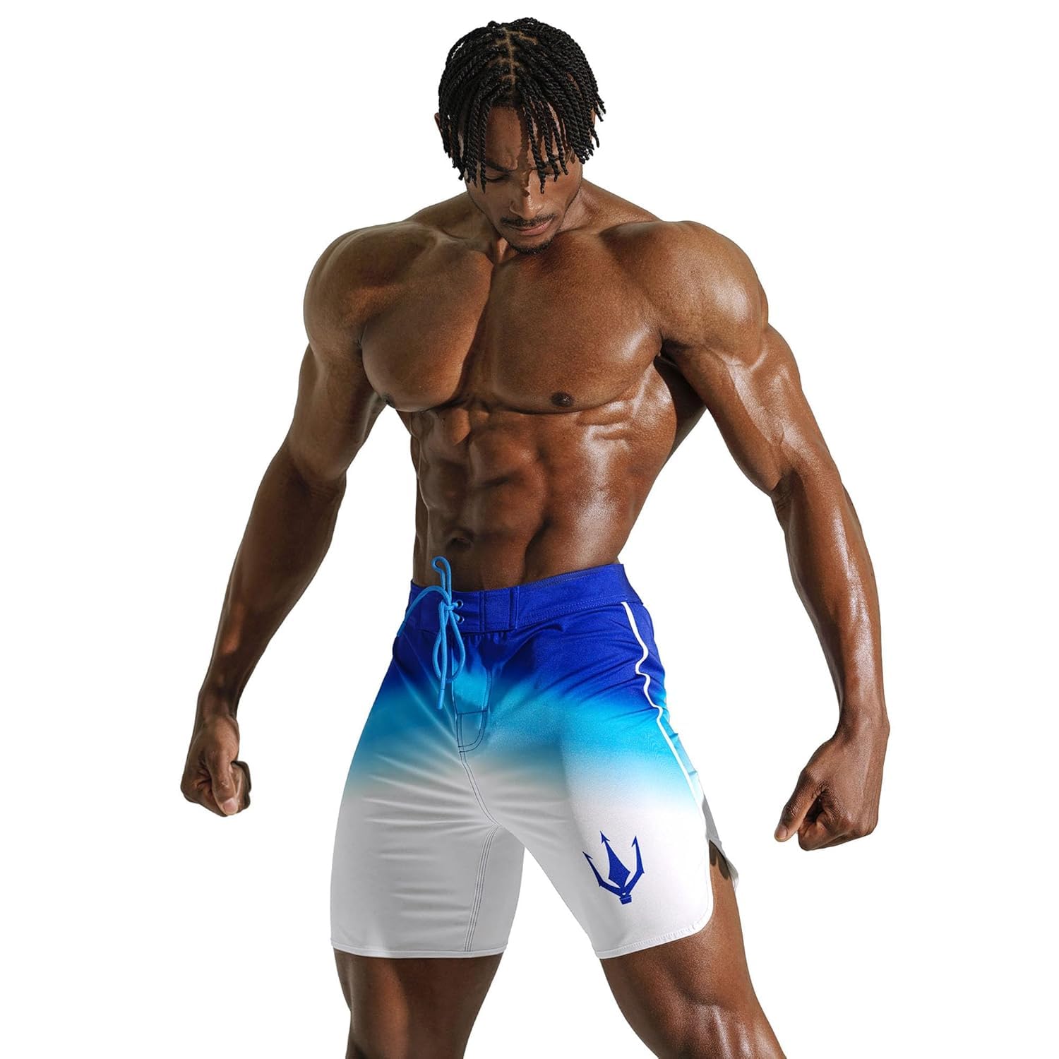 FIED IFBB Men’s Physique Board Shorts 15” Competition Posing Trunks Bodybuilding Stage Shorts Quick Dry Stretch
