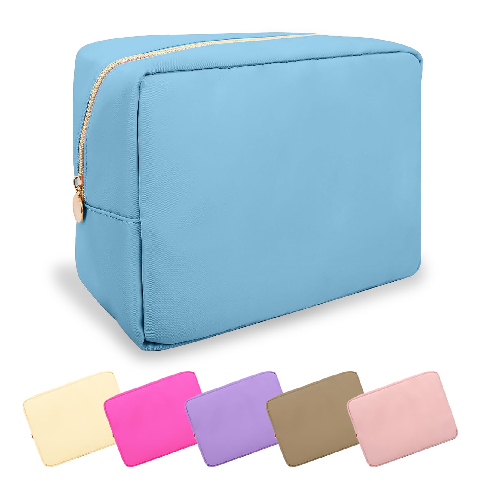 Large Makeup Bag Pouch Nylon Women Travel Toiletry Storage Bag Preppy Cosmetic Bag for Girls Big Makeup Organizer