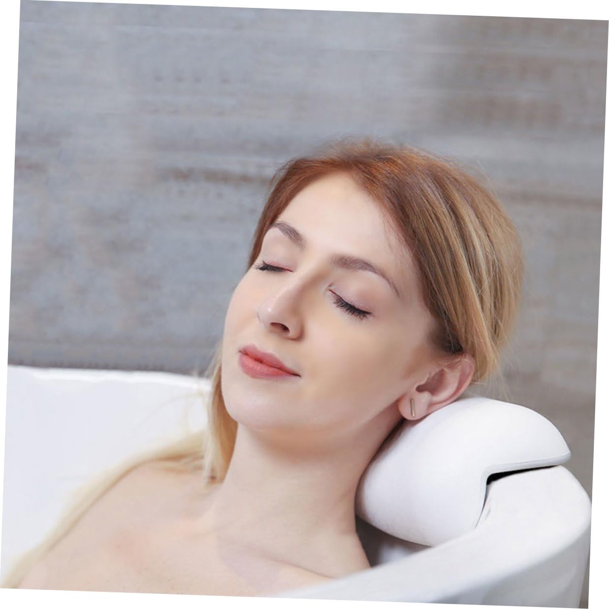 FRCOLOR Cuscino per Vasca da Bagno Ventosa Bianca Supporto Ergonomico per Testa Collo e Spalle Traspirante e Confortevole per Uso Domestico e Spa