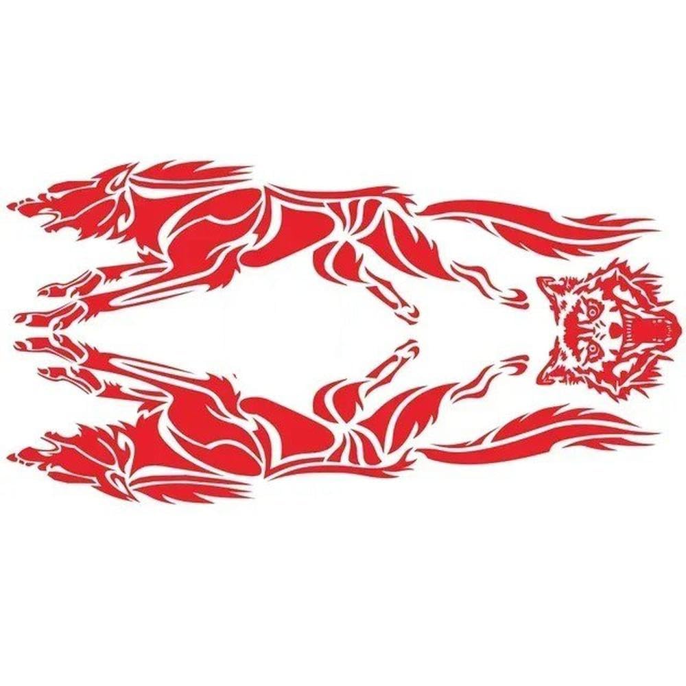 Fiery Wolf Car Stickers Hunting Decal Animal Vinyl Motorcycle Auto Sticker Universal(Red)