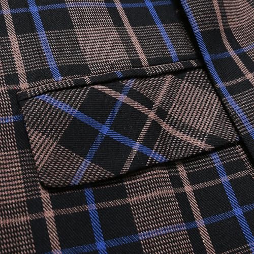 Plaid Blazer Men Vintage One Button Notched Lapel Sports Coat Slim Plaid Suit Jackets for Wedding Dinner Party3