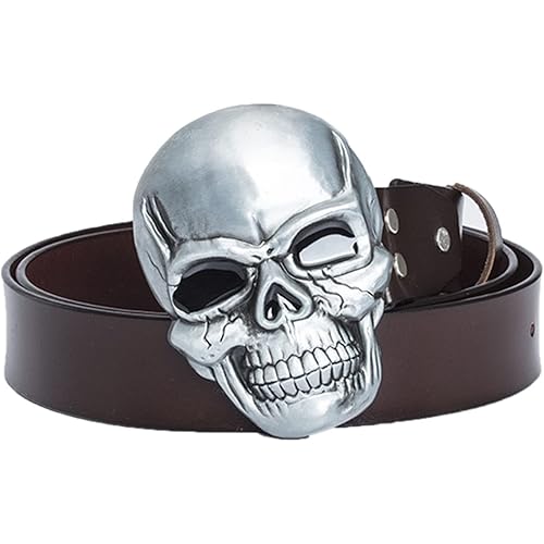 Skull PU Belt Vintage Gothic Leather Belts Black Brown Halloween Skeleton Belts