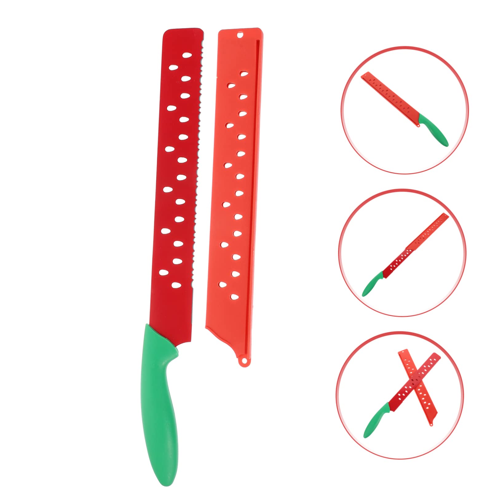 Zerodeko Coltello con Manicotto Rosso per Anguria in Acciaio Inossidabile dimensione non specificata Affilato e Professionale per Uso Quotidiano e Pasticceria per Tagliare Anguria e Melone