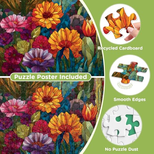 500 Piece Puzzles for Adults, Stained Glass Desert Landscape Jigsaw Puzzle | Colorful Cactus and Mountain Scene Puzzles miniatura 4