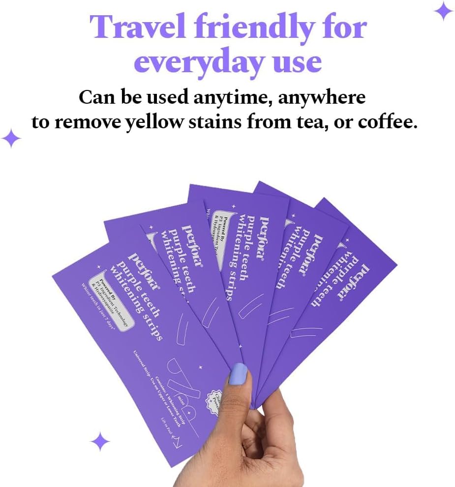 PerforPurple Magic Whitening Strips, Trial Pack, 3 Treatments, 6 Strips, Mint, Clinically Proven