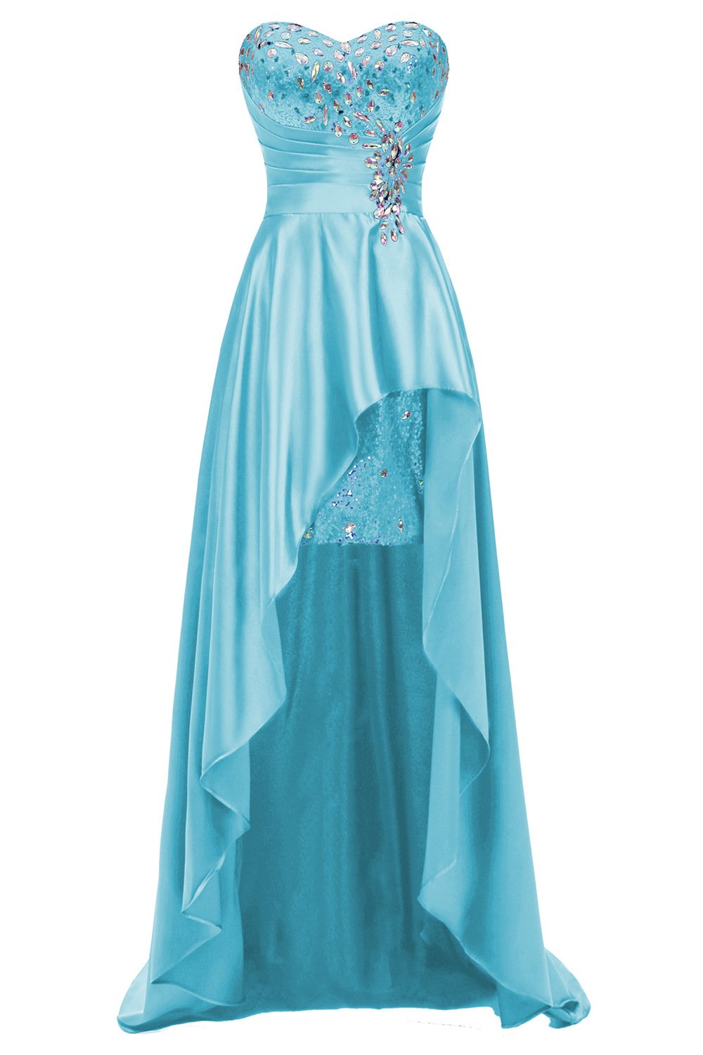 Juniors High Low Strapless Rhinestone Prom Dresses Sequin Satin Sweetheart Homecoming Party Formal Gowns