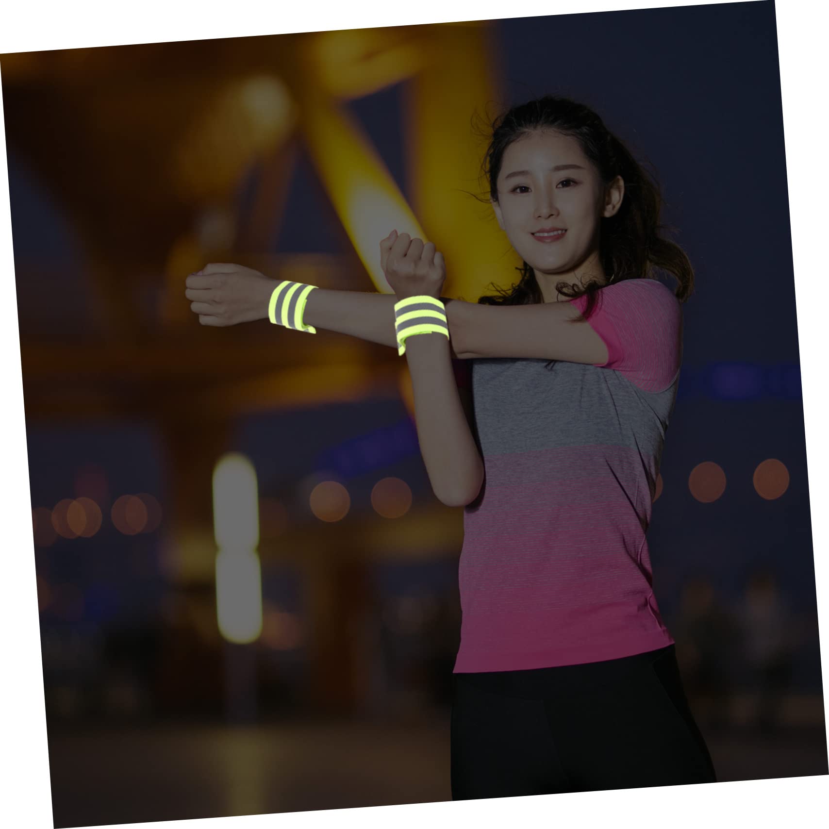 Happyyami 12paia Fasce Riflettenti per Corsa Notturna di Bracciali Elasticizzati per Jogging Ciclismo e attività Outdoor Alta visibilità e Comfort Assicurato