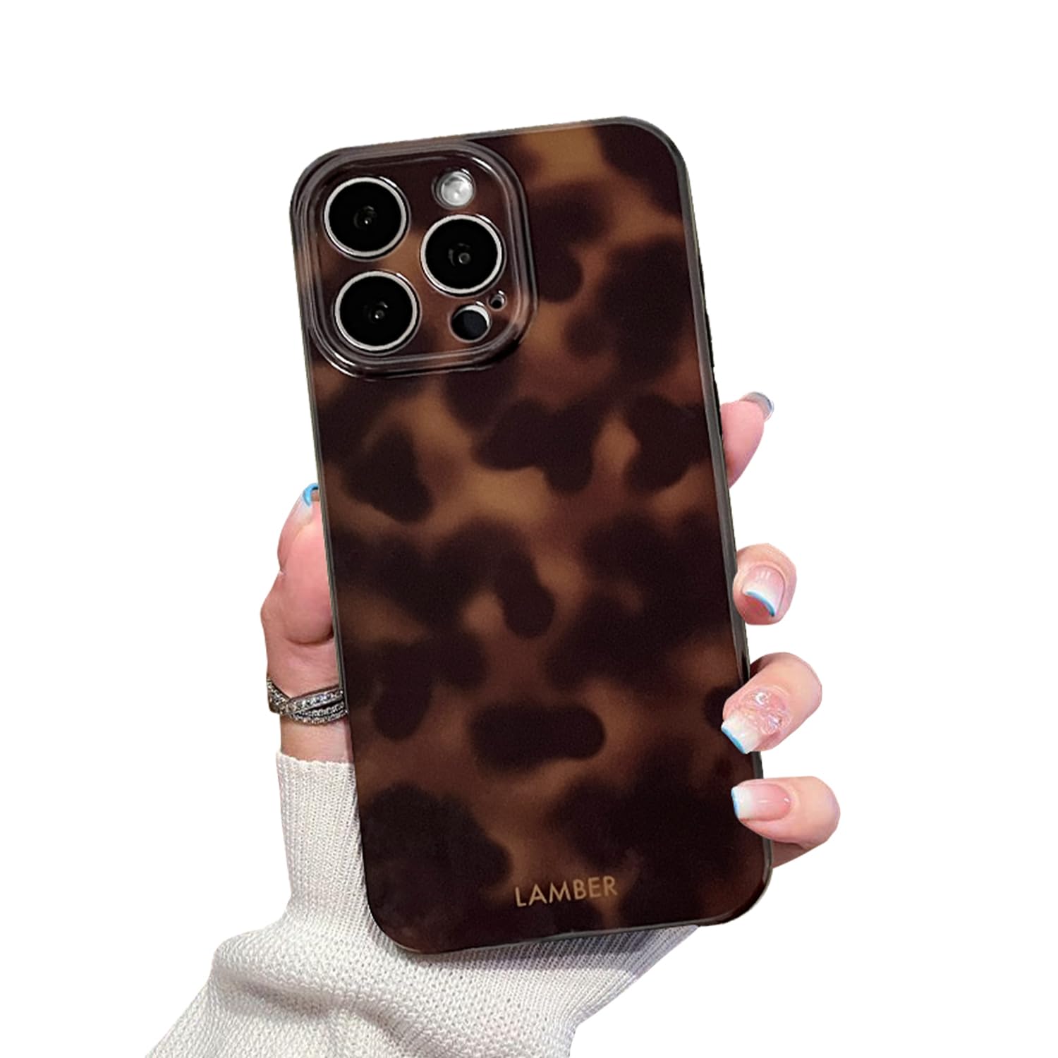 Cute Phone Case for iPhone 16 Pro Case Amber Leopard Full Camera Protective Slim Shockproof Aesthetic-Brown Amber