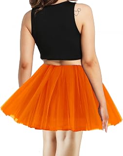 Women Teens Tutu Adult 4 Layered Tulle Skirt with Satin Lined Dance Non See-Through Tutu Halloween Costumes