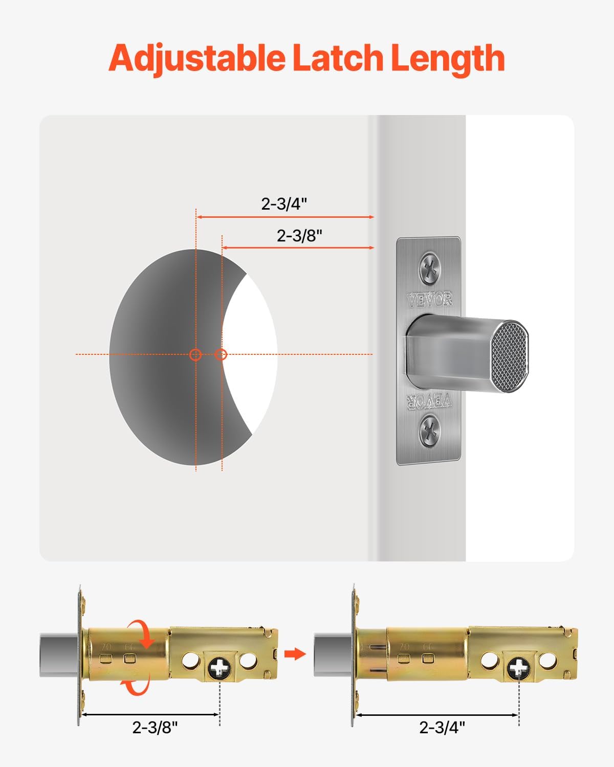 VEVOR Deadbolt Lock, Round Single Cylinder Dead Bolt, Keyed 1 Side, Fits Standard Size Interior and Exterior Doors, Full Metal, with 3 Keys, for Front Entry Door Residential Security, Satin Nickel
