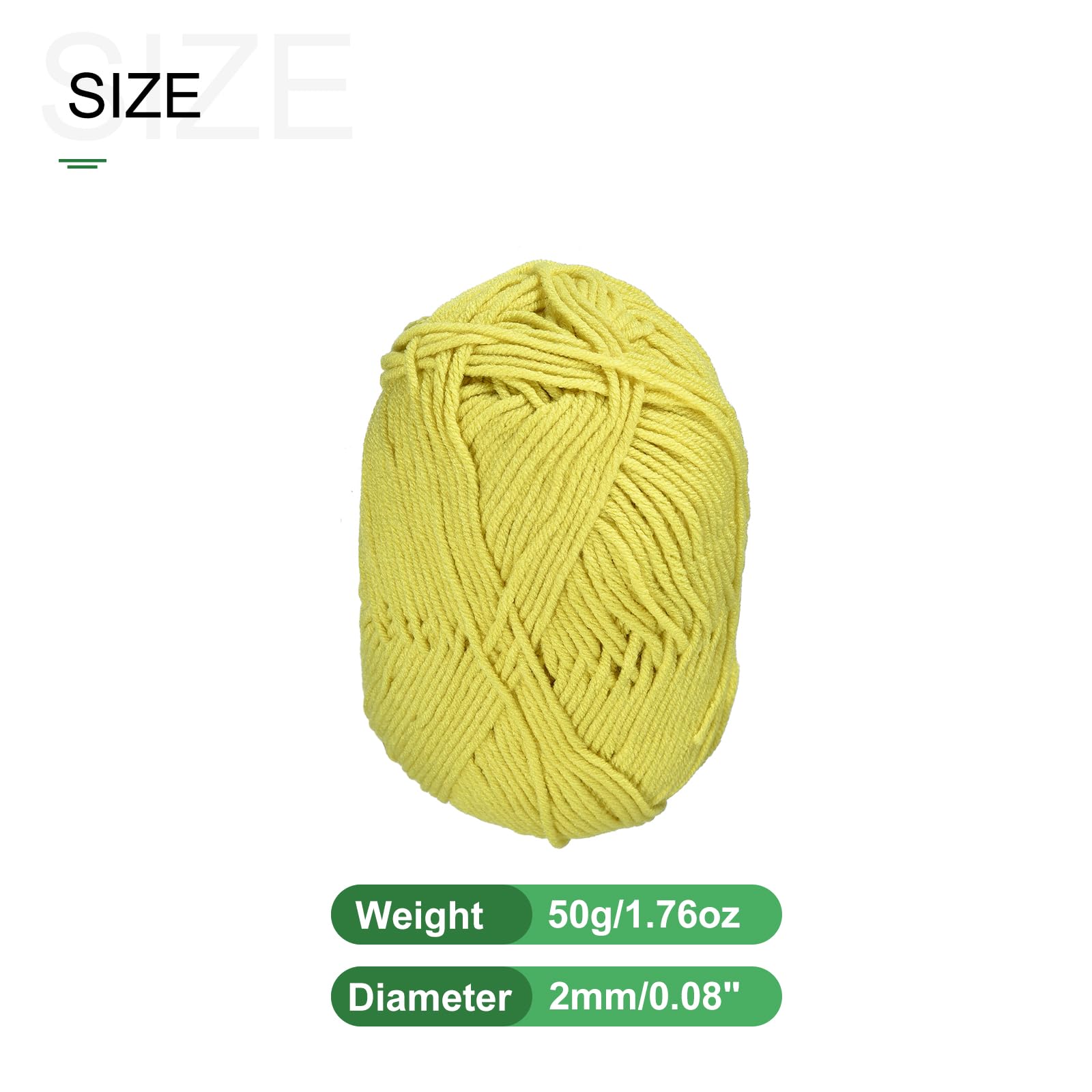 METALLIXITY Acrylic Yarn(50g/1.76oz) 6Pcs, Acrylic Soft Crochet Yarns, Yellow-Green - Image 2