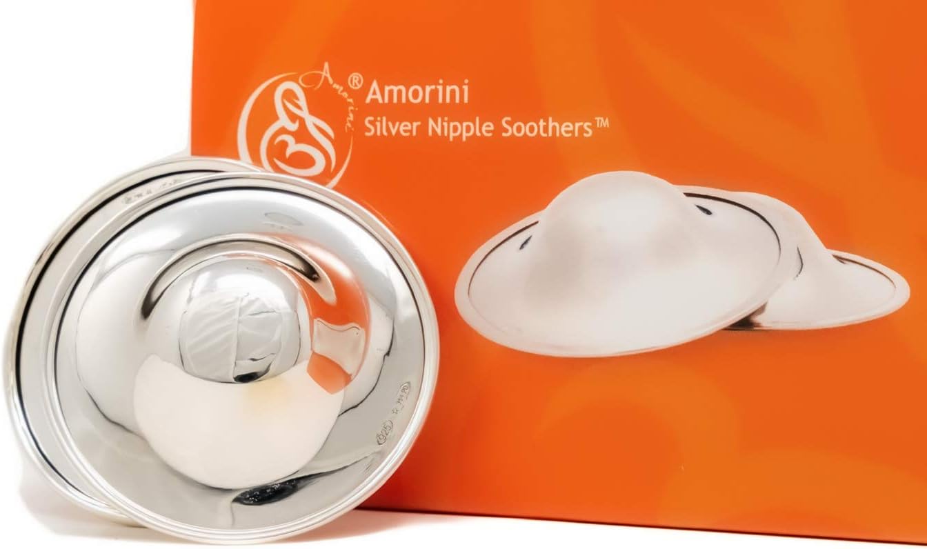 Amorini Silver Nipple Soothers/Covers: The Ultimate Comfort Solution for Breastfeeding Moms, Post Partum Must Have, Immediate Comfort for Nursing Nipples. Pure 925 Silver - NOT Plated! Made in Italy