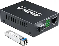 Sodola Conversor De Mídia Gigabit Ethernet, Fibra Óptica Lc Dupla Monomodo Para Rj45 10/100/1000Base-Tx 1000Base-Lx (Com Módulo Sfp Smf 1310 Nm), Até 20 Km
