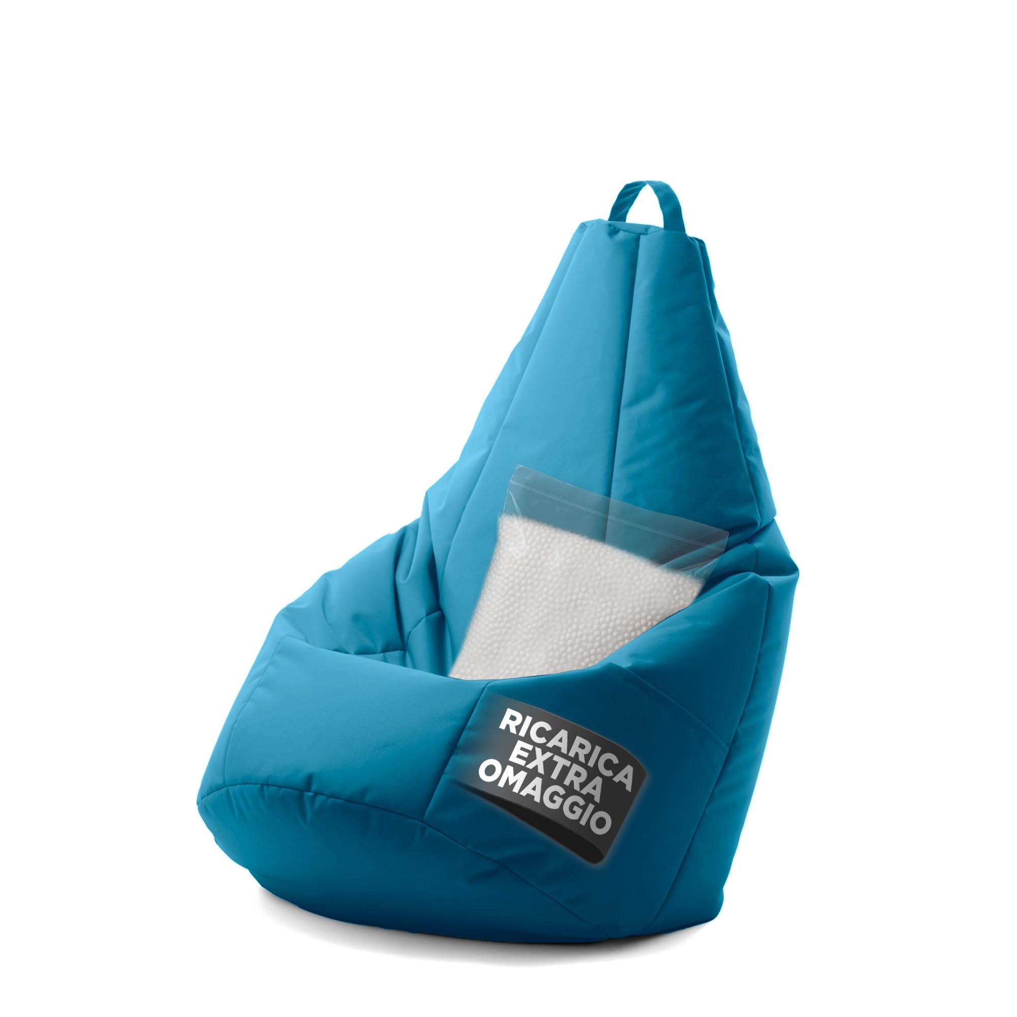 Avalon - Puff Poltrona Sacco Pera Deluxe Grande Sfoderabile, Pouf Sacco di Qualità Sartoriale, Bean Bag per Sedersi Ergonomico, Tessuto Antistrappo Impermeabile, Made in Italy(70x130cm-Petrol)
