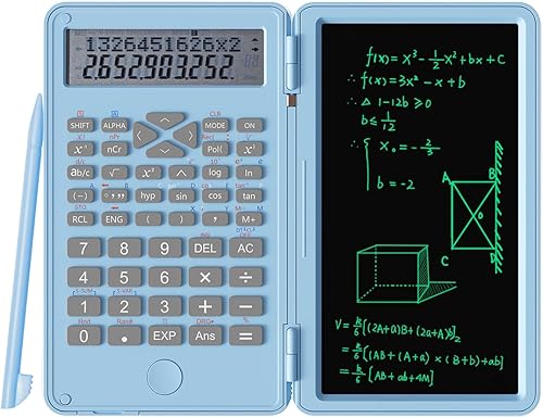 Miniatura 8 de Calculadora científica con tableta de escritura LCD, 240 funciones para matemáticas, física y exámenes, pantalla de doble línea, transparente y