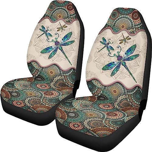 ZIATUBLES Boho Mandala Dragonfly Print Car Seat Cover Decor Accessorie Seat Protector for Car Front Seat Cover Vehicle Seat Protector Universal Fit