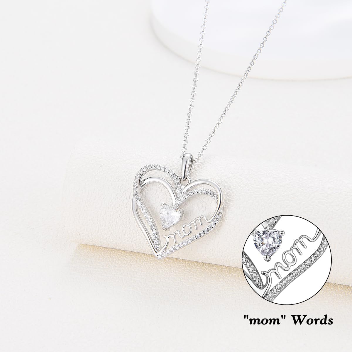 GULICX Mom Birthday Gifts, Christmas Stocking Stuffers Mothers Day Gifts for Mom from Daughter Son, Love Heart Mothers Necklace Jewelry Present for Women Wedding with Message Card - Image 2