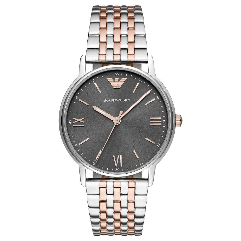 Emporio Armani Watch for Men, Quarz-Dreizeigerwerk und 41mm Gehäusegröße mit Edelstahlarmband