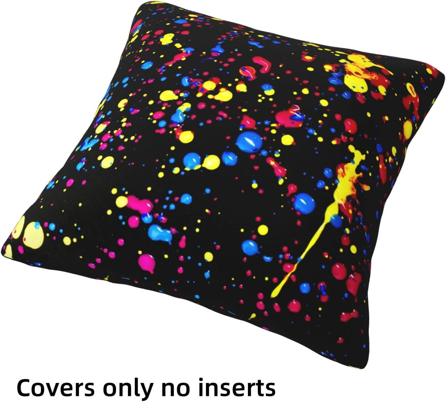Glow in Dark Splatter Neon Throw Pillow Covers Pillow Case Invisible Zipper Set of 4 Cushion Cases 18 x 18 Inches for Couch Sofa Car Bedroom Living Room Farmhouse