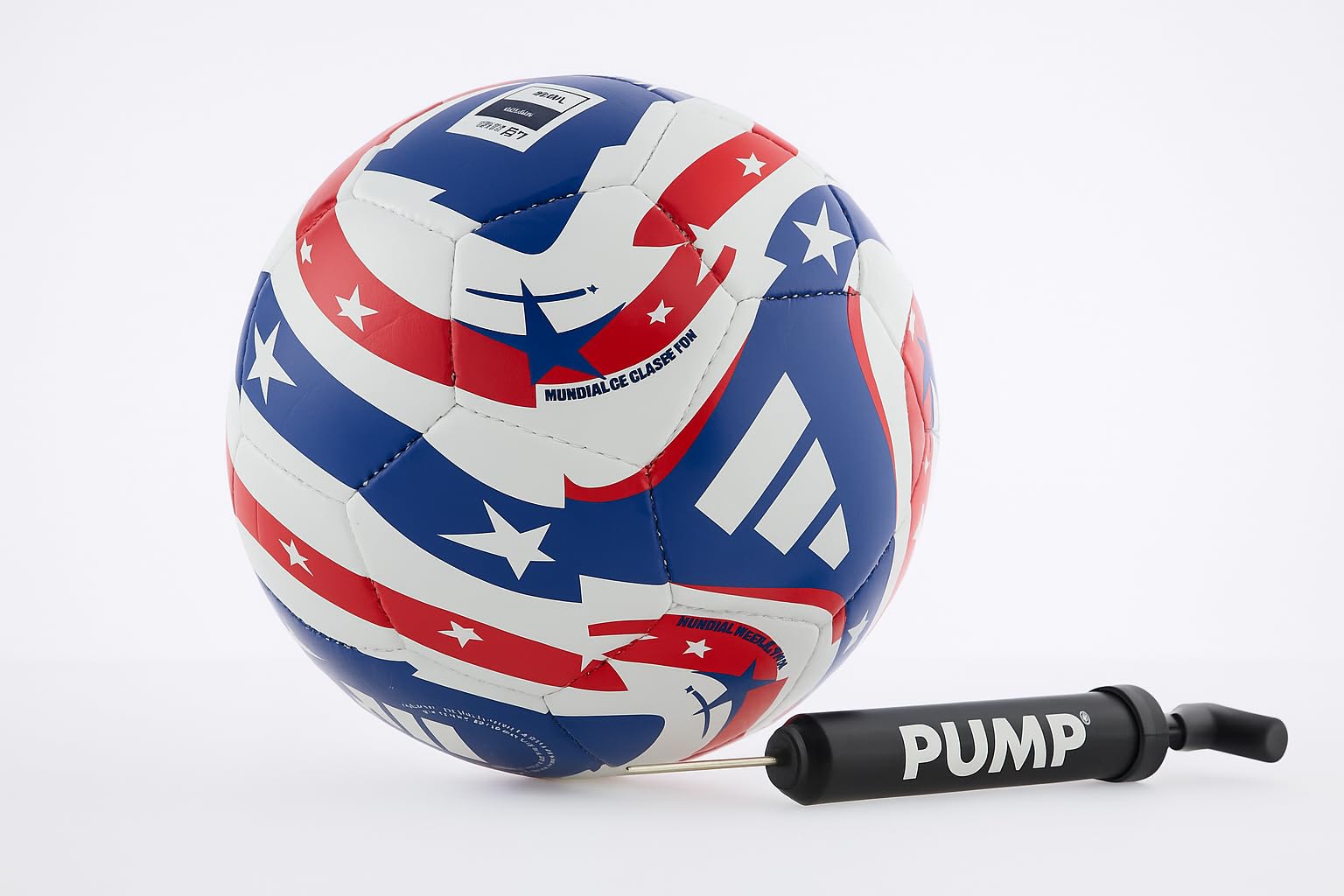 S.Stock PVC Hand Stitch Mundail de Clubes FEFA 25 Training Football, Soccer, White Red&Blue (Size-5)-image-21