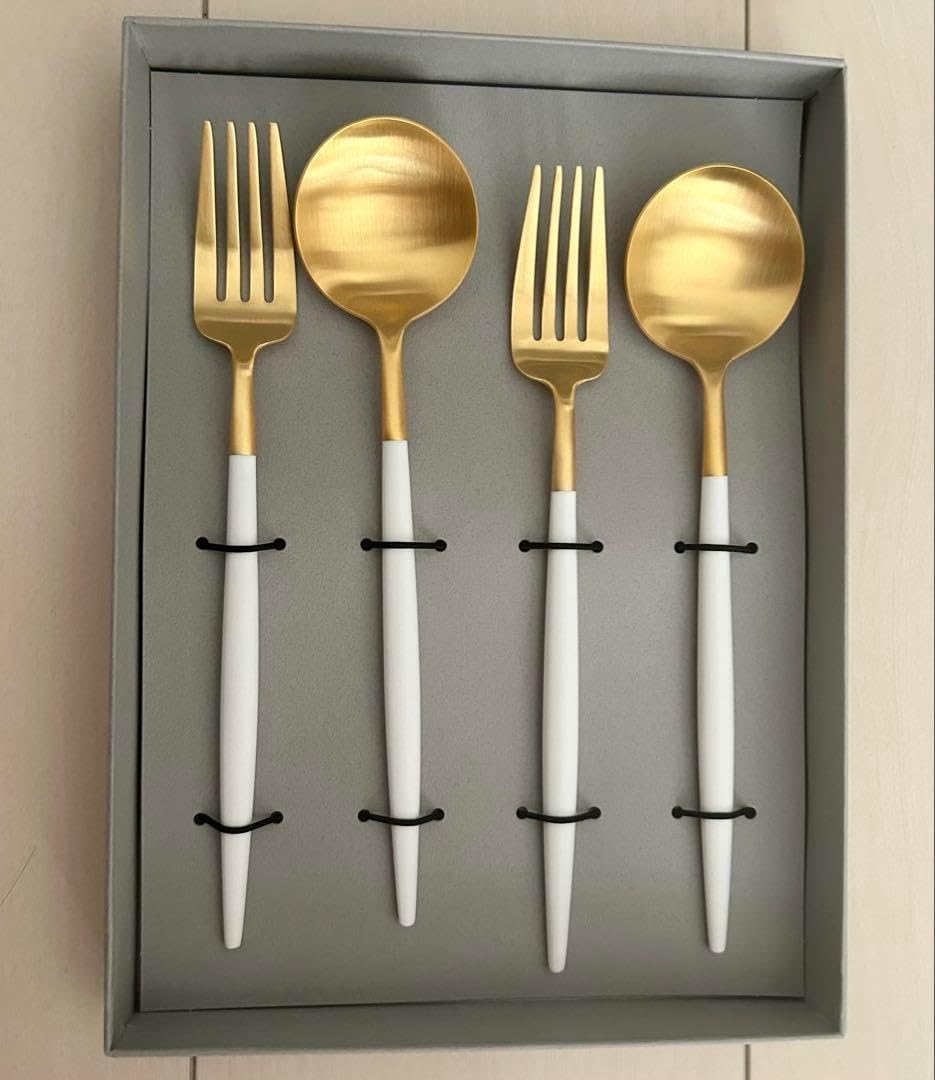 クチポール ゴアホワイト×ゴールド ディナーペア4本セット 【公式通販】 クチポール ゴアホワイト×ゴールド ディナーペア4本セット 【公式通販】