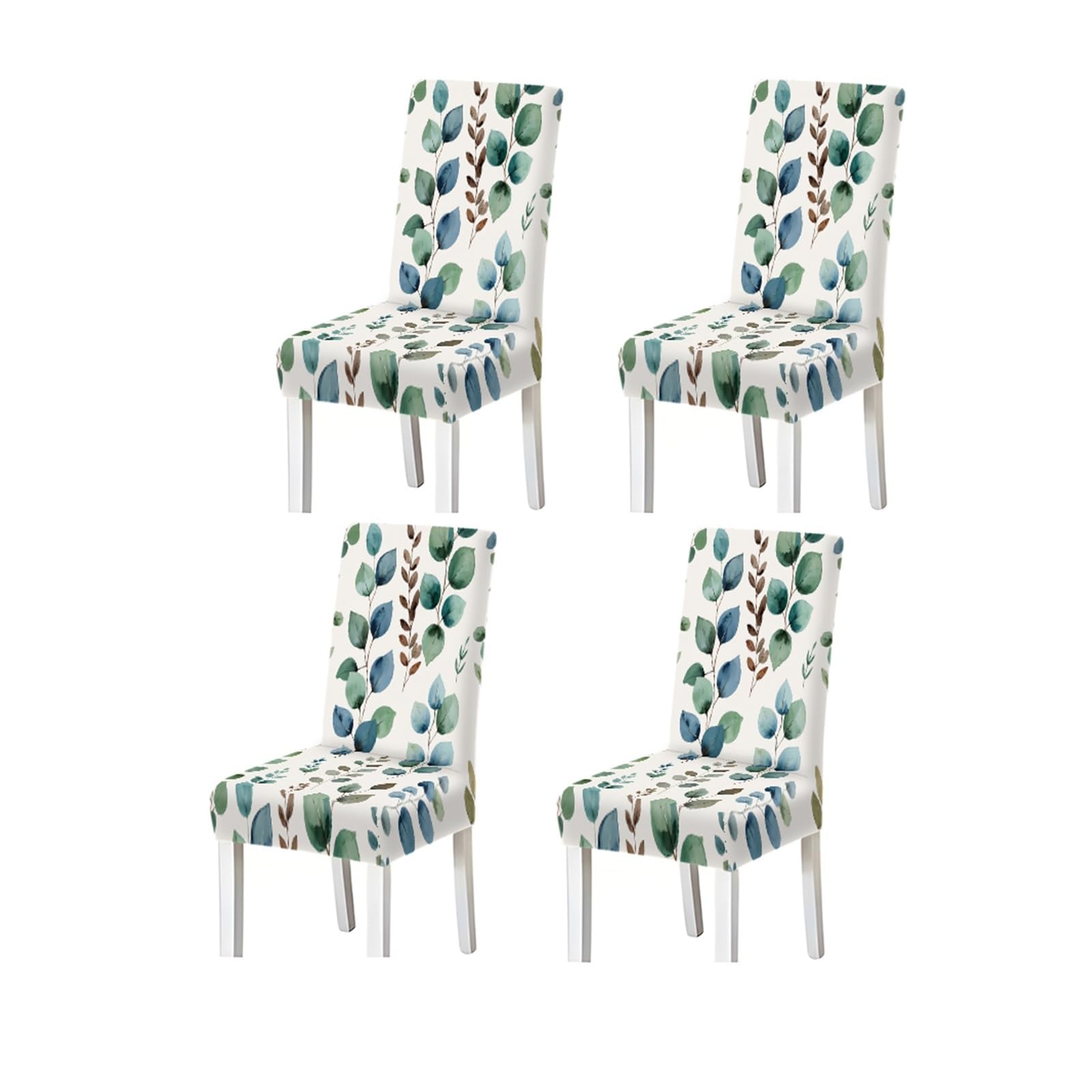KXUAUV Dining Chair Covers 2/4/6 Pieces, Stretch Slipcovers Watercolor Botanical Leaf Pattern, Scandinavian Style For Kitchen Dining Room Seat Protectors for Restaurant Hotel Party(4PCSChair cover)
