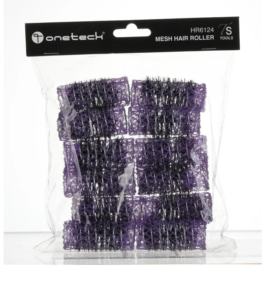 Onetech Mesh Hair Rollers 60Mmx24Mm| Violet |12 Pcs