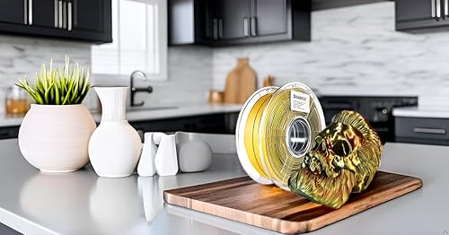 Miniatura 8 de Filamento para impresora 3D, filamento PLA de seda de triple color de 0.069 pulgadas, paquete de filamento de impresión 3D de color dorado,