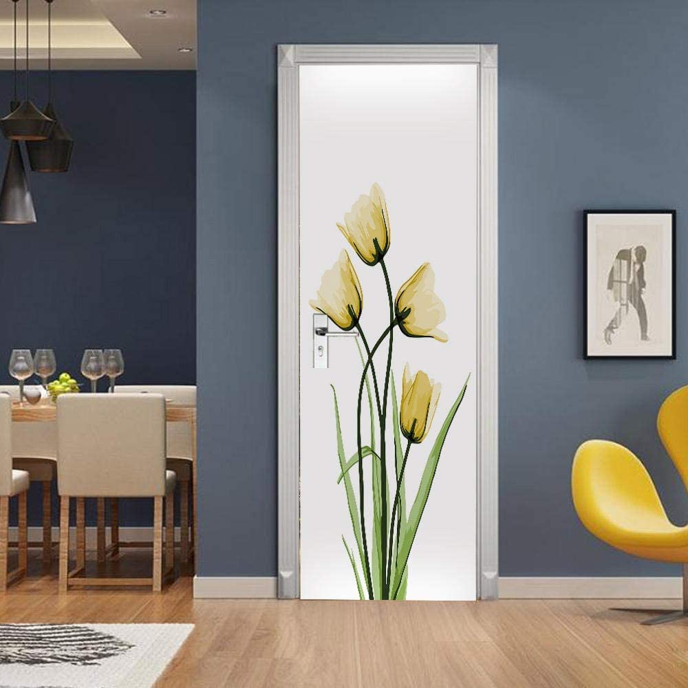 3D Adesivi Per Porte Bellissimo Fiore Astratto D'Argento Murale Autoadesivo Decorazione Della Casa Adesivi Murali Camera Da Letto Soggiorno Adesivi Artistici Rimovibili 77 X 200 Cm