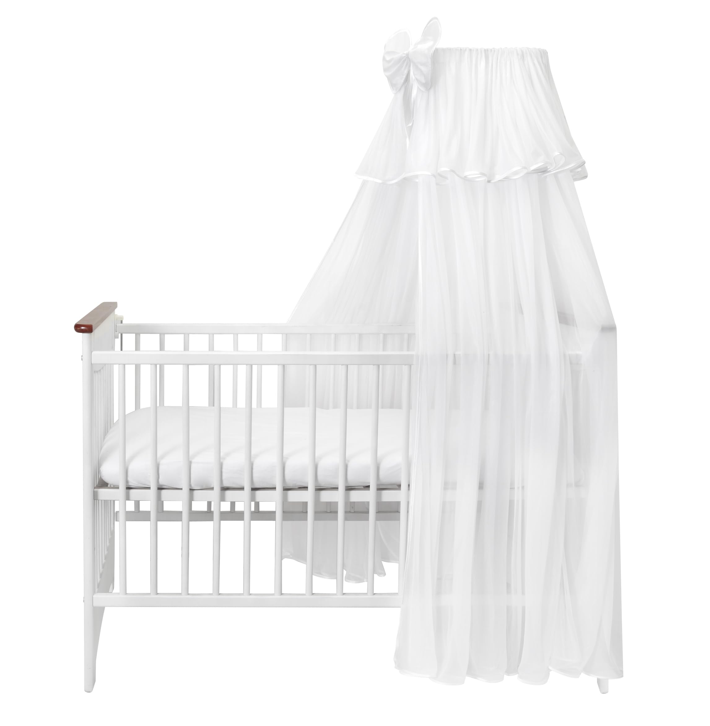 balbina Canopy Chiffon Canopy Decoration Set for Baby Cot, Bed Canopy with Bow, Mosquito Net for Baby Room, Bed Curtain Transparent without Canopy Pole, 320 x 160 cm, White