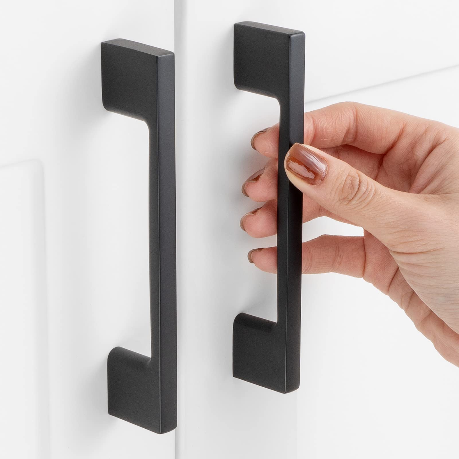 ASKANO 10 Pack 3-3/4 Inch Hole Centers, Matte Black Cabinet Pulls Black Cabinet Handles Black Kitchen Hardware for Cabinets ZP2205 Drawer Bedroom