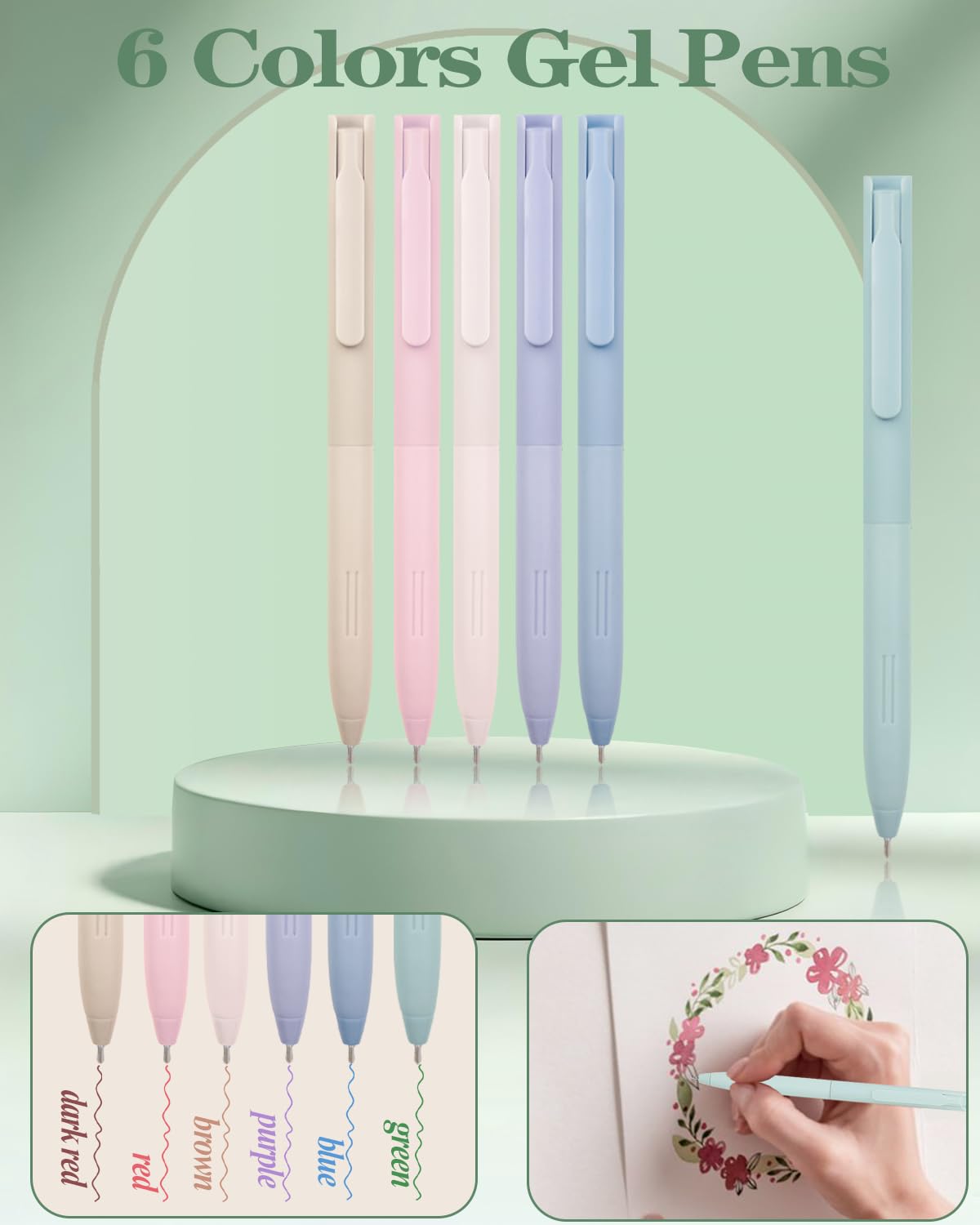 54PCS Aesthetic School Supplies with Large Pencil Case 12 Pastel Highlighters 5 Black 6 Color Ink Gel Pens — view 6