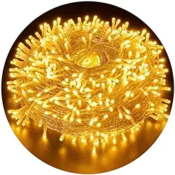 Cordão Pisca Natal 50m Branco Quente 500 Leds 8 Modos Luvinco 110v