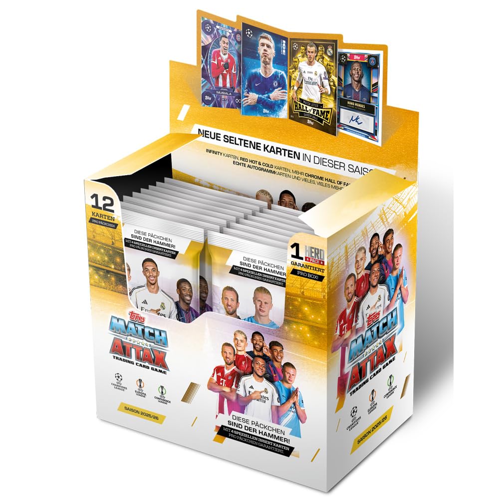 Bundle mit Topps Match Attax Champions League 2025/26 Trading Cards + Exklusive Collect-it Hüllen (1 Display)