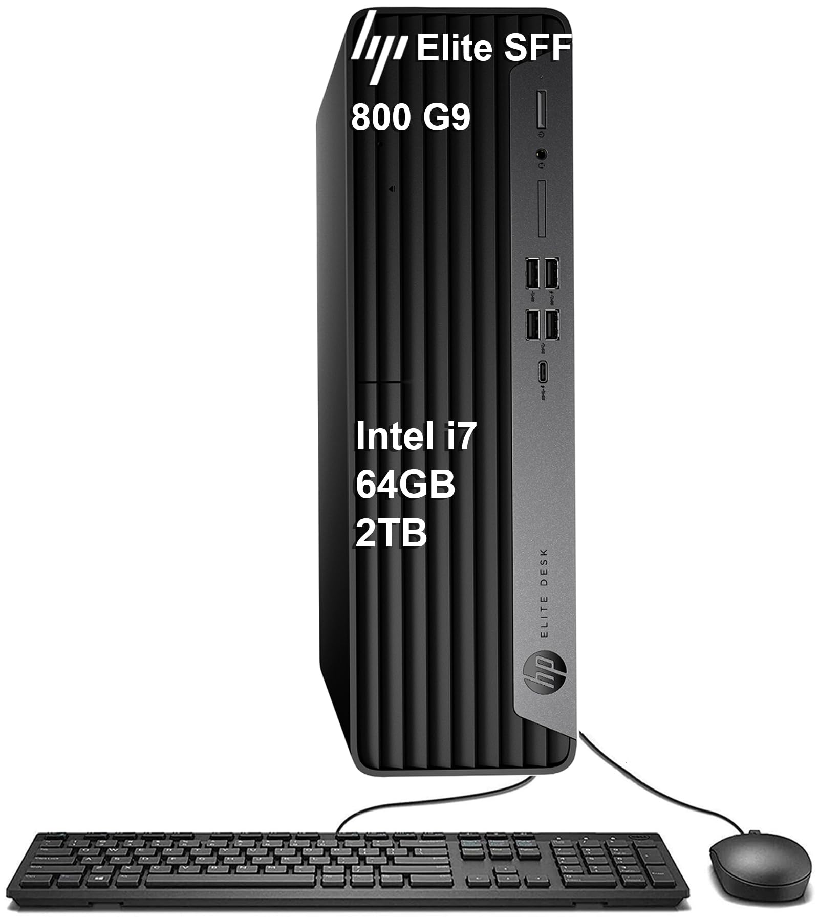 HP Elite SFF 800 G9 Business Desktop PC (Intel 20-Core i7-14700 VPro (> i9-12900), 64GB DDR5 RAM, 2TB SSD, UHD Graphics 770), Small Form Factor for IT, Enterprise, 2x DisplayPort, Ethernet, Win 11 Pro