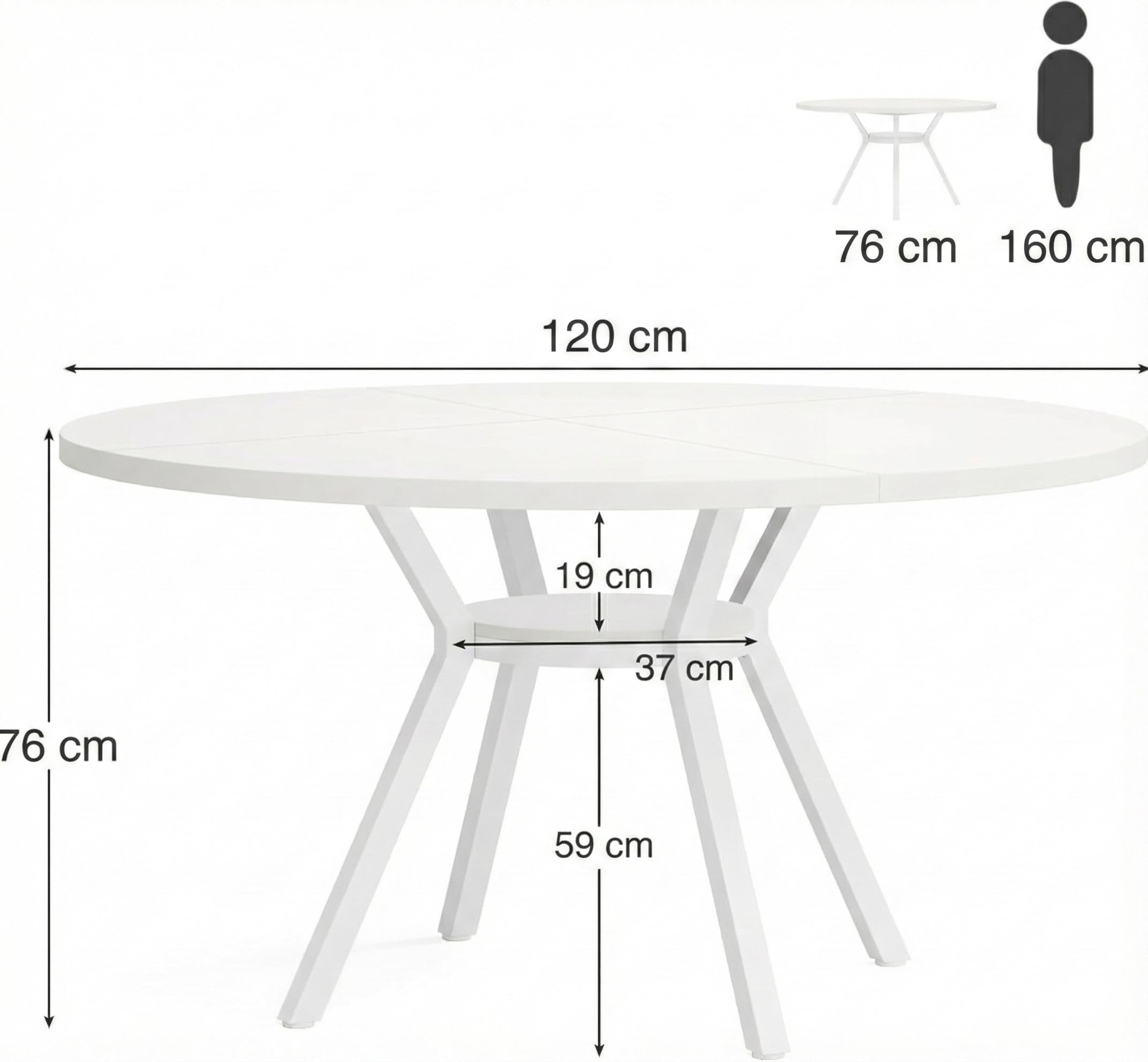 Lailang 120cm Tavolo da Pranzo, Tavolo Rotondo, Tavolo Moderno, Tavolo In Legno, Tavolo Cucina Per 4, Tavolo Soggiorno, 120 x 120 x 75 cm, Bianco