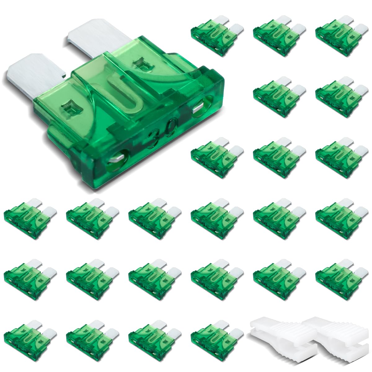 25 Piezas Fusible Mini, Fusible Plano 10A con 2 Clips de Plástico para Coche, Camión y Moto — view 25